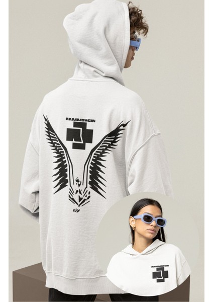 Rammstein Sırt Baskılı Kapüşonlu Sweatshirt, Oversize Rock Metal Baskılı Hoodie