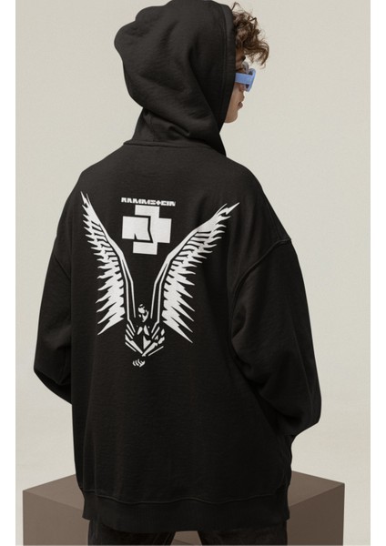 Rammstein Sırt Baskılı Kapüşonlu Sweatshirt, Oversize Rock Metal Baskılı Hoodie fiyatları