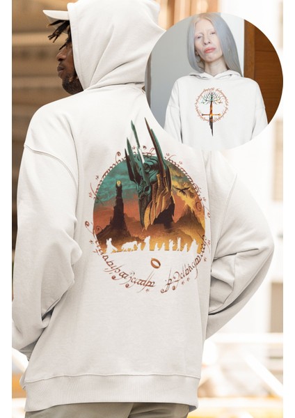 Lord Of Rings Sırt Baskılı Kapüşonlu Sweatshirt, Oversize Yüzüklerin Efendisi Baskılı Hoodie