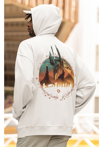 Lord Of Rings Sırt Baskılı Kapüşonlu Sweatshirt, Oversize Yüzüklerin Efendisi Baskılı Hoodie