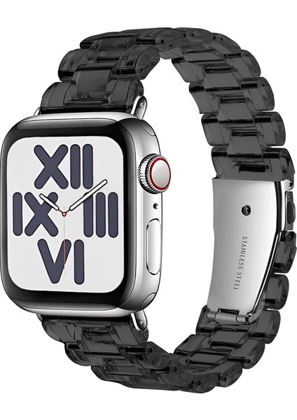 Apple Watch 42-44-45-49 mm Uyumlu Şeffaf Tasarım Ultra Hafif Baklalı Reçine Kordon Uzunluğu Ayarlanabilir Tasarım