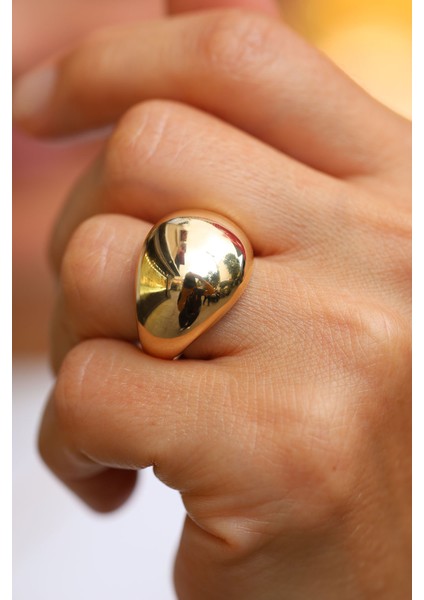 14 Ayar Altın Düz Bombeli Geniş Yüzük fiyatları