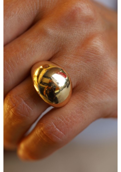 14 Ayar Altın Düz Bombeli Geniş Yüzük fırsatları