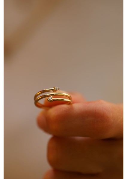 14 Ayar Altın Çapraz Taş Detaylı Yüzük fırsatları