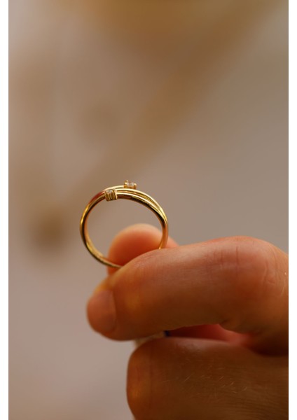 14 Ayar Altın Çapraz Taş Detaylı Yüzük indirimleri