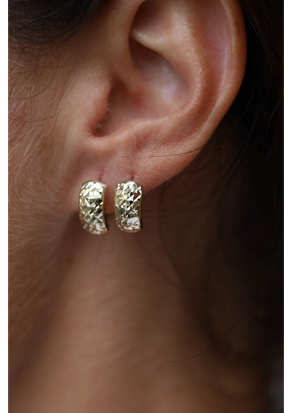 14 Ayar Altın Kalemli J Küpe 2 modelleri