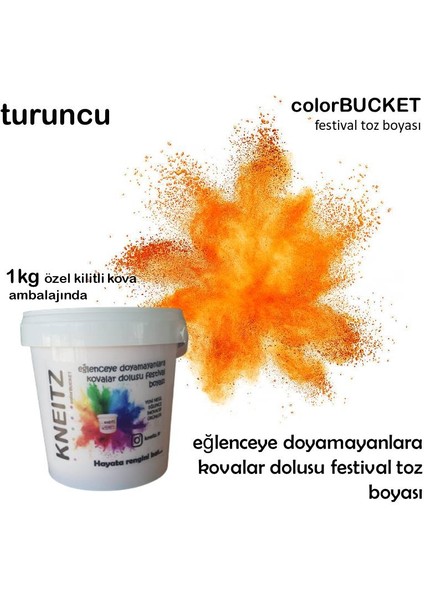 Holi Boya 1kg Kova Festival Toz Boyası , Parti Boyası , Colorfest Boyası Turuncu
