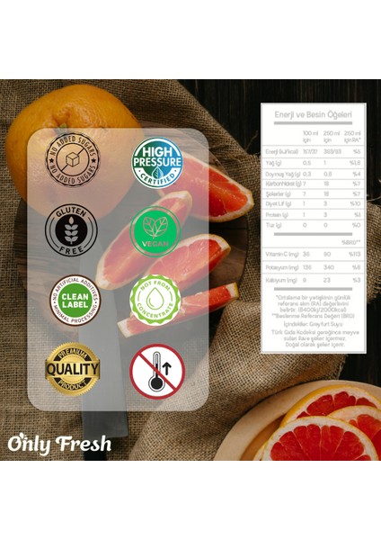 Only Fresh Greyfurt Suyu Taze Soğuk Sıkım 5 Al (10 Adet) 3 Öde (6 Adet) Çeşit Seçenekli