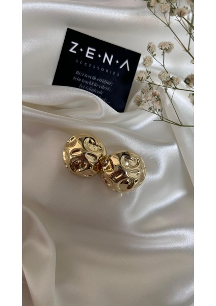 Zena Accessories Audra Model Altın Paslanmaz Çelik Küpe