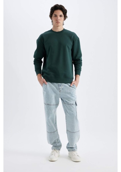 Boxy Fit Bisiklet Yaka Baskılı Sweatshirt X8282AZ24AU