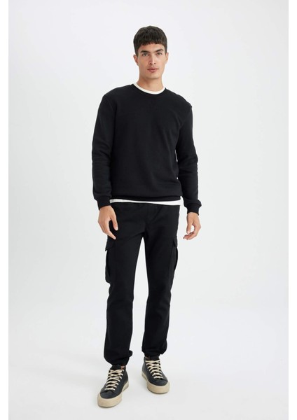 Regular Fit Bisiklet Yaka Kalın Basic Düz Sweatshirt T3777AZ24AU