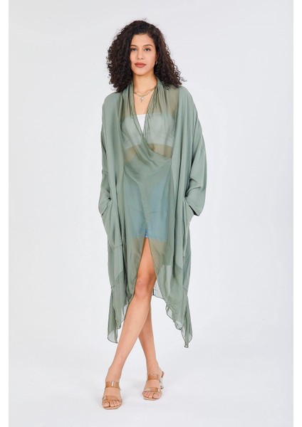 Italyan Ipek Detaylı Oversize Kaftan & Bluz