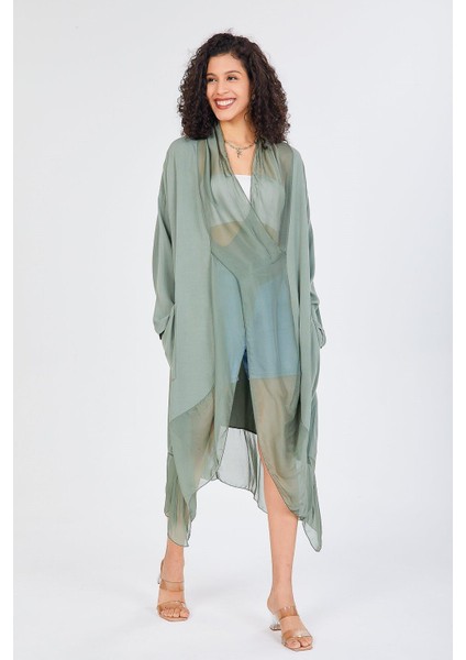 Italyan Ipek Detaylı Oversize Kaftan & Bluz