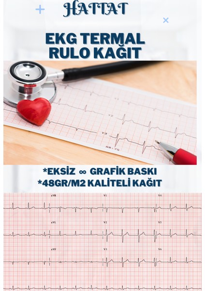 90 Adet Rulo Ekg Ecg 210MMX30METRE Tam Metrajlı Yüksek Kaliteli Hassas Karelajlı Rulo Termal Kağıt