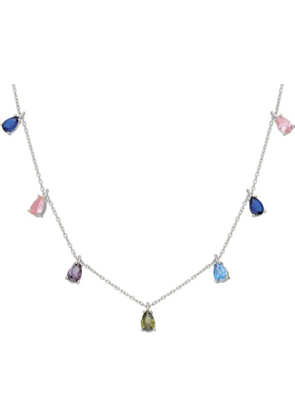 Renkli Damla Kolye 718013 Silver