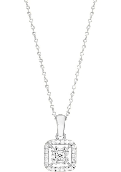 Kare Taşlı Kolye 718915 Silver