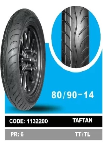 80/90-14 Scooter Motosiklet Dış Lastiği Taftan Tubeless 6pr