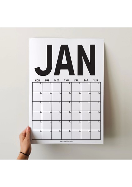 Sürekli Takvim, 12 Aylık Tarihsiz Takvim, Aylık Planlayıcı Takvim, A4, 33X48 Cm, Undated Monthly Wall Planner, Wall Calendar