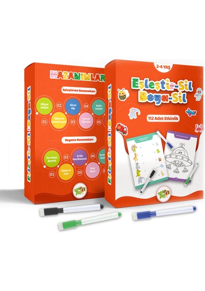 Eşleştir Sil-Boya Sil Eğitici Etkinliklik Aktivite Kartları