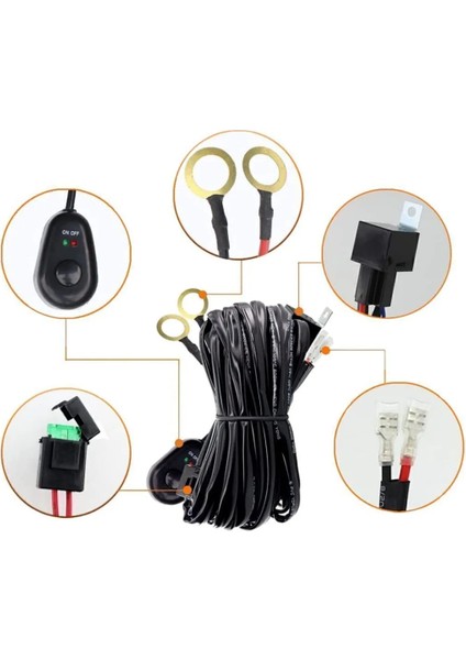 300W 16 Awg Kablo Demeti 15A Off Road LED Açma Kapama Kumandalı Kablo