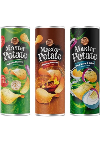 Potato Cips 160 gr 3 Lü Karma Paket / Sebze - Soğan - Bbq