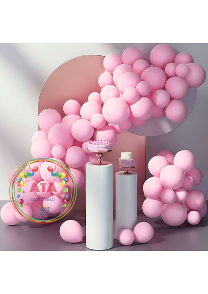 ^^ Doğum Günü Konsepti * Makaron Pembe * 60 Lı Balon Zinciri Parti Seti