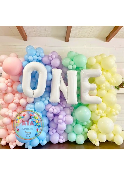 ^^ Doğum Günü Konsepti Makaron Set * Sarı * Pembe * Lila * Yeşil * Mavi * 60 Lı Balon Zinciri Parti Seti
