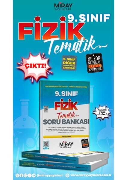 2025 Miray 9. Sınıf Fizik Tematik Konu Özetli Soru Bankası Yeni Sistem - Metin Zengin