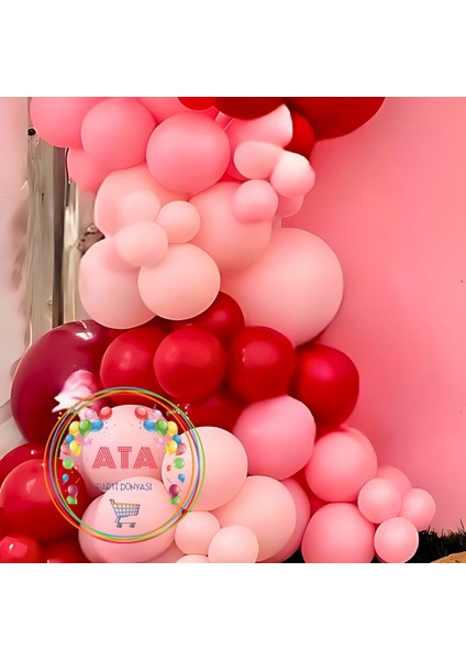 ^^ Doğum Günü Konsepti * Deep Red * Makaron Pembe * Pastel Pembe * 100 Lü Balon Zinciri Parti Seti