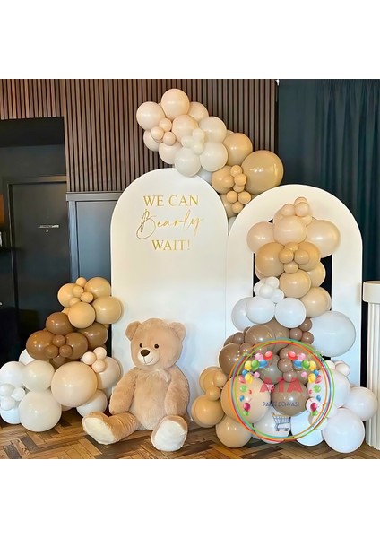 ^^ Doğum Günü Konsepti *Çikolata Kahve* Deniz Kumu * Beyaz* 100 Lü Balon Zinciri Parti Seti