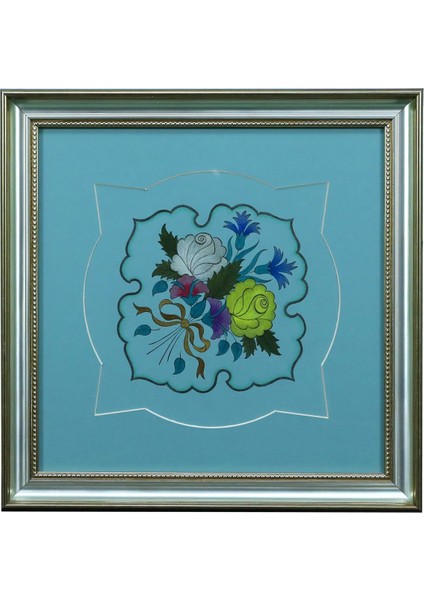 El Işçiliği Tezhip Çiçek Buketi Tablo 40 x 40 cm - 5967