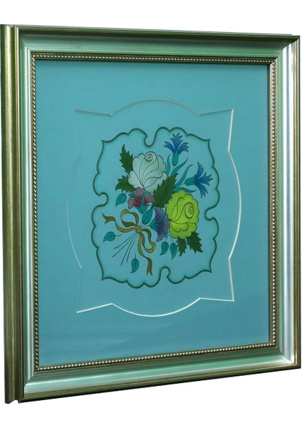 El Işçiliği Tezhip Çiçek Buketi Tablo 40 x 40 cm - 5967