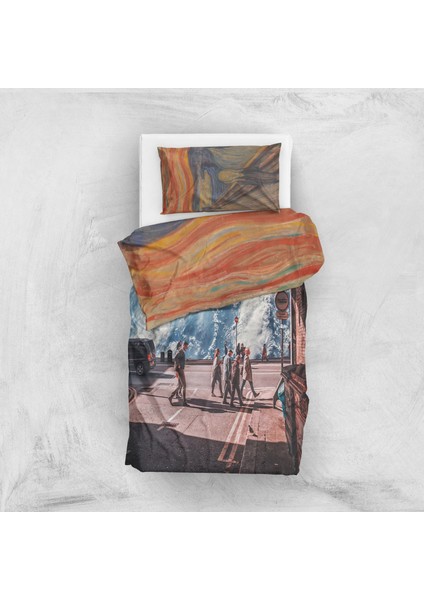 Flow Of Life & The Scream Çift Taraflı Nevresim Takımı - 200 cm x 220 cm