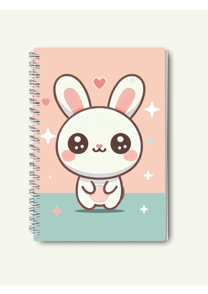 Jimone Papers A5 Sert Kapaklı Noktalı Dotted Defter Bullet Journal 80 Yaprak Beyaz Tel Spiralli Sevimli Bunny