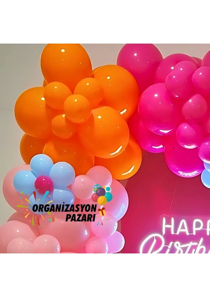 Balon Seti Fuşya-Makaron Pembe-Turuncu-Makaron Mavi 60 Lı Balon Zinciri Seti fırsatları