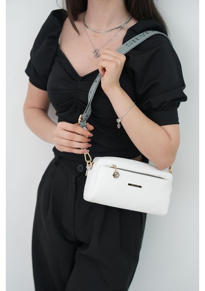 Beyaz - A.gri SP1142 Kadın Çapraz Çanta
