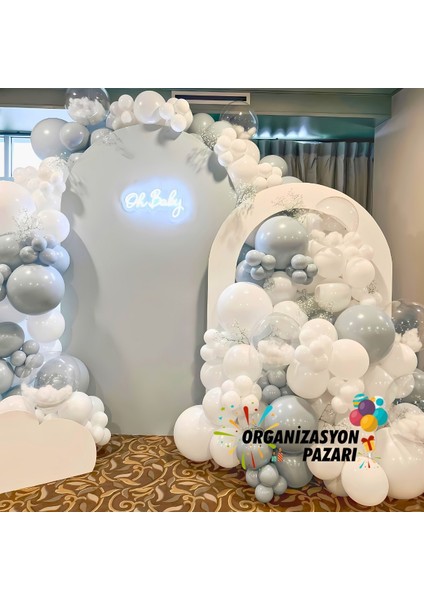 Balon Seti Dumangri-Beyaz-Şeffaf 100 Lü Balon Zinciri Seti