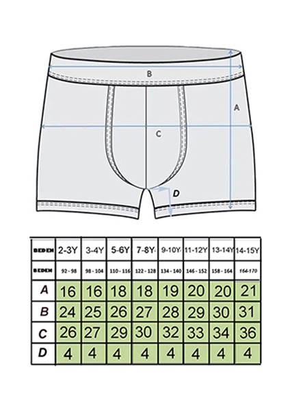 5'li Erkek Çocuk Boxer %90PAMUK %10ELASTAN