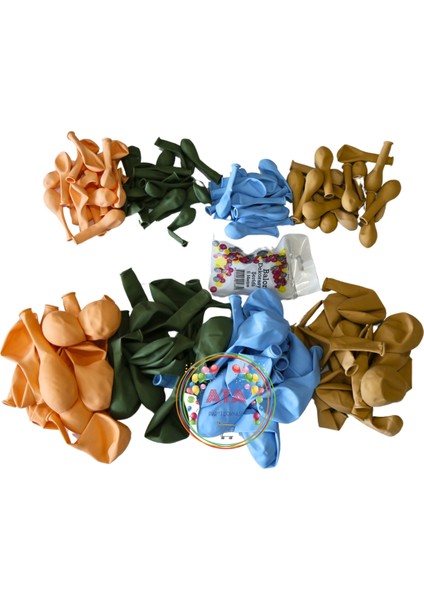 ^^ Doğum Günü Konsepti *Okaliptus*Makaron Mavi*Makaron Somon*Sütlü Kahve* 100 lü Balon Zinciri Parti Seti fırsatları