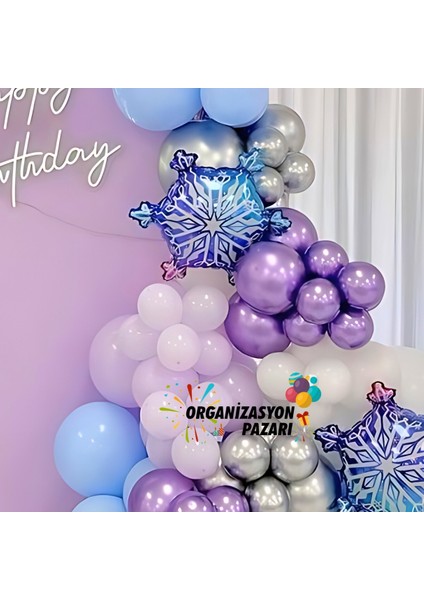 Balon Seti Krom Mor-Makaron Lila-Makaron Mavi-Beyaz 100 Lü Balon Zinciri Seti modelleri