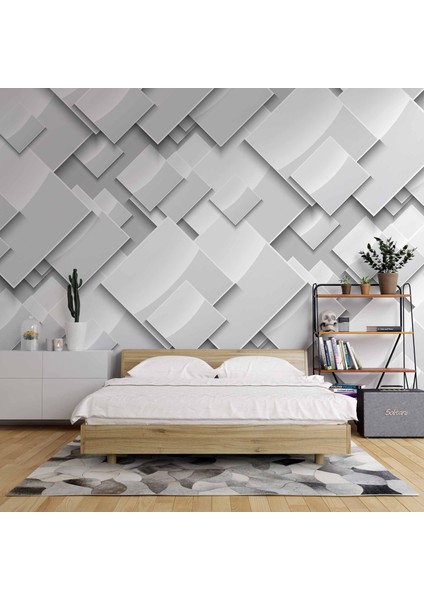 3 Boyutlu Beyaz Geometrik Kabartma Görünümlü Desenli fiyatları