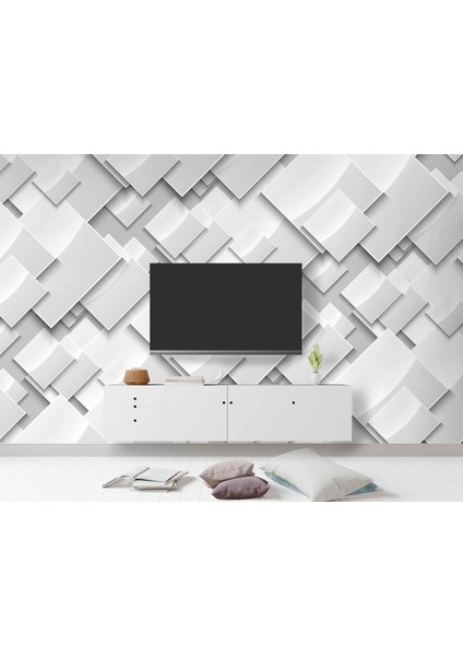 3 Boyutlu Beyaz Geometrik Kabartma Görünümlü Desenli modelleri