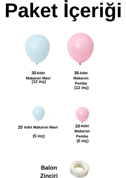 ^^ Doğum Günü Konsepti *Makaron Pembe*Makaron Mavi* 100 lü Balon Zinciri Parti Seti fiyatları