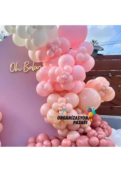 Balon Seti Rosewood-Makaron Somon-Makaron Pembe-Beyaz 60 Lı Balon Zinciri Seti fırsatları