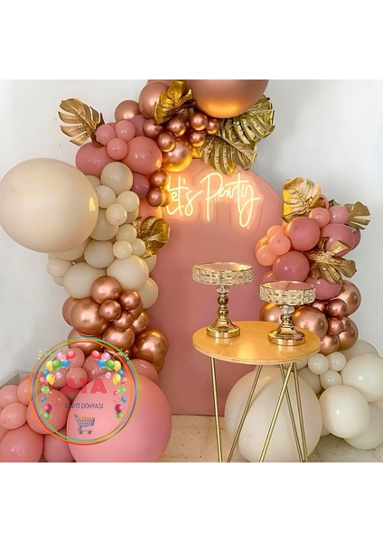 ^^ Doğum Günü Konsepti *Rose Gold*Deniz Kumu*Rosewood* 100 lü Balon Zinciri Parti Seti