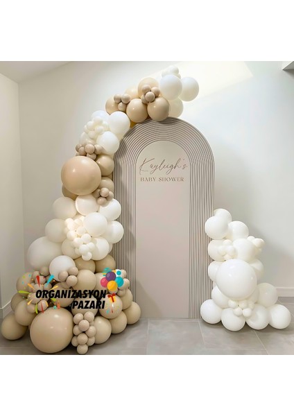 Balon Seti Deniz Kumu-Beyaz 60 Lı Balon Zinciri Seti