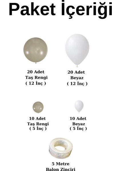 Balon Seti Taş Rengi - Beyaz 60 Lı Balon Zinciri Seti fiyatları