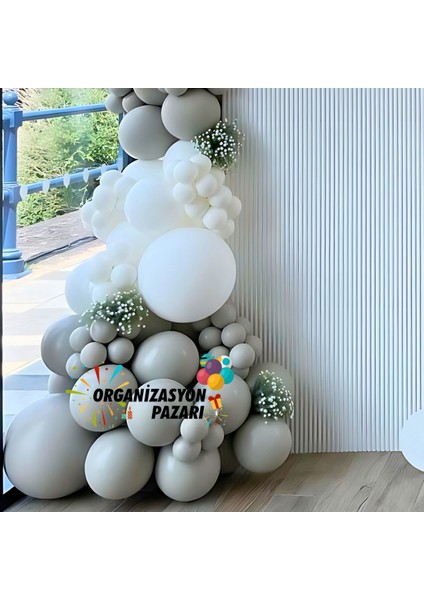 Balon Seti Taş Rengi - Beyaz 60 Lı Balon Zinciri Seti fırsatları
