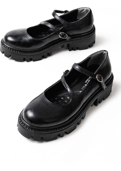 Siyah Rugan Günlük Yüksek Tabanlı Loafer Ayakkabı fırsatları