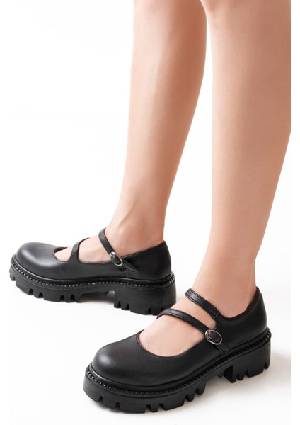 Siyah Günlük Yüksek Tabanlı Loafer Ayakkabı